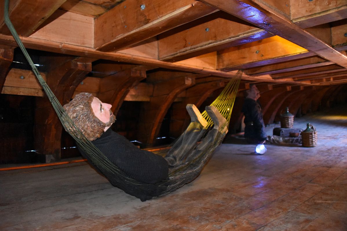 17D Display Of A Seaman Sleeping In A Hammock On Nao Victoria Replica Commanded By Ferdinand Magellan Near Punta Arenas Chile